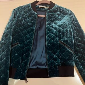 Alice + Olivia Emerald Green Velvet Jacket